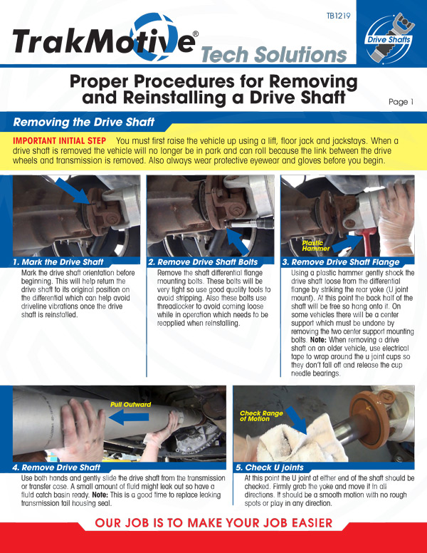 12/2019: TrakMotive Proper Procedures for Removing and Reinstalling a Drive Shaft