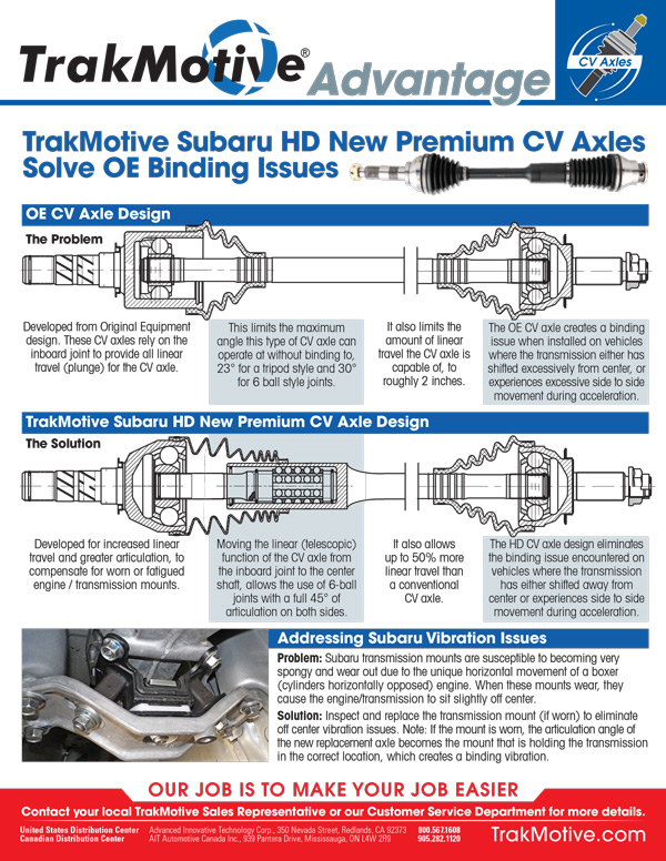 05/2020: TrakMotive Subaru HD CV Axles Solve OE Binding Issues