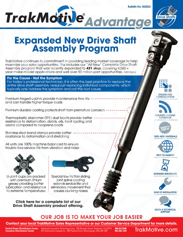 06/2020: Expanded New Drive Shaft Assembly Program