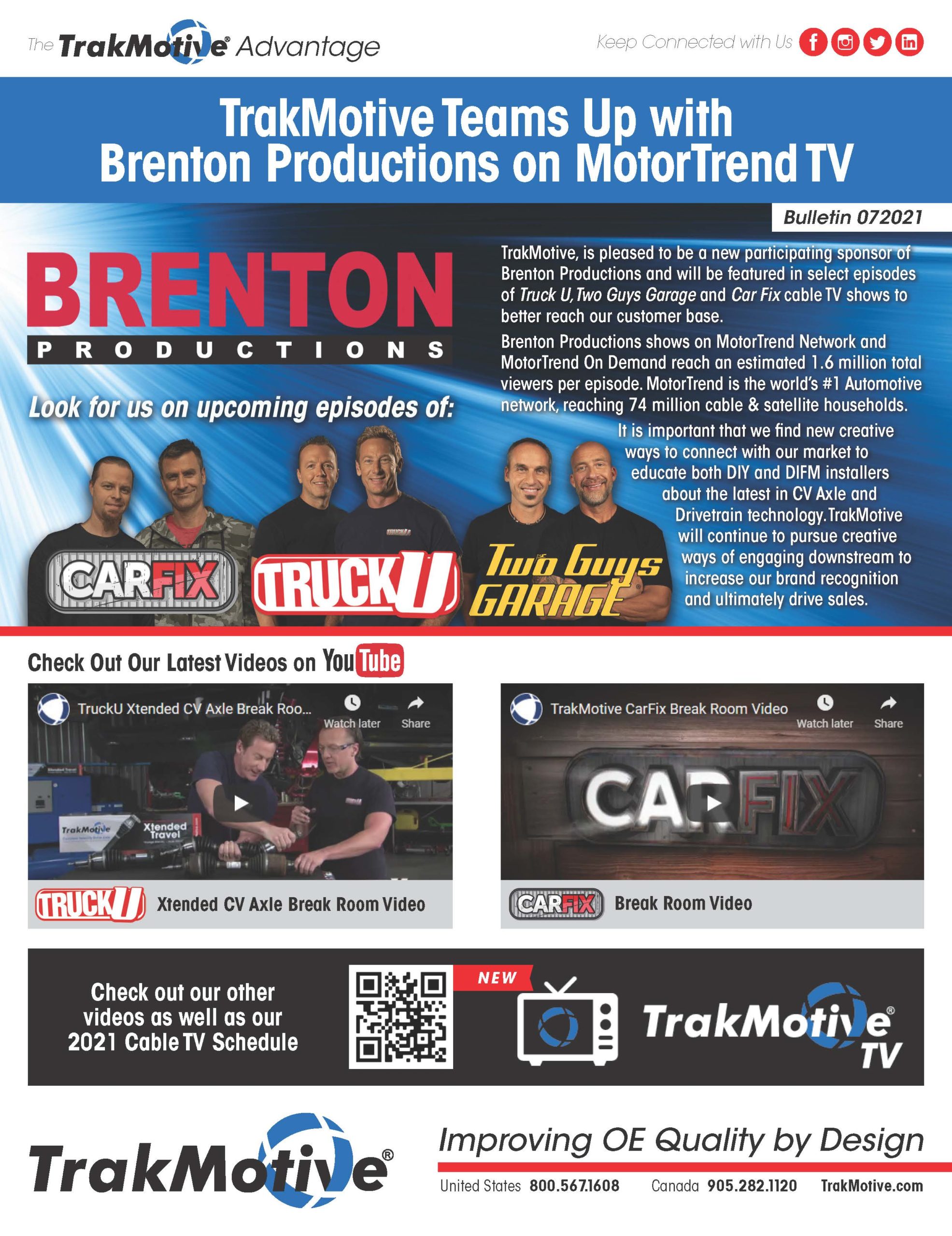 07/2021: TrakMotive Teams Up With Brenton Productions on MotorTrend TV