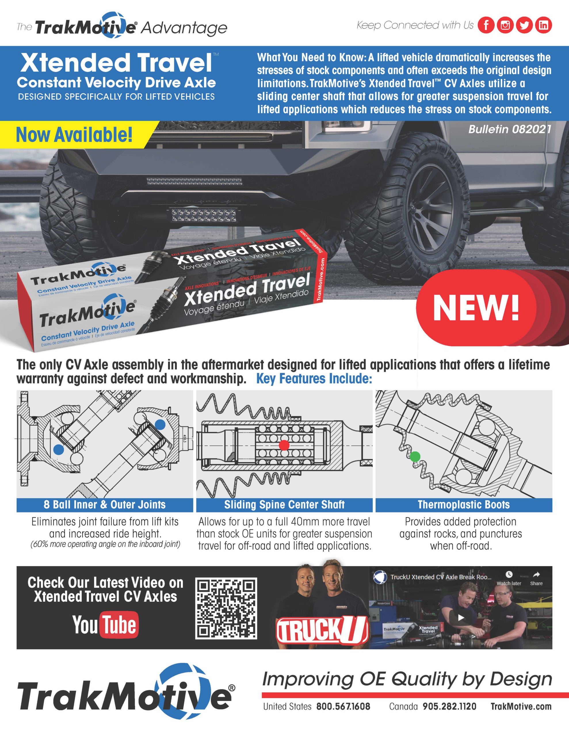 TrakMotive New Xtended Travel CV Axles Designed Specifically for Lifted Applications