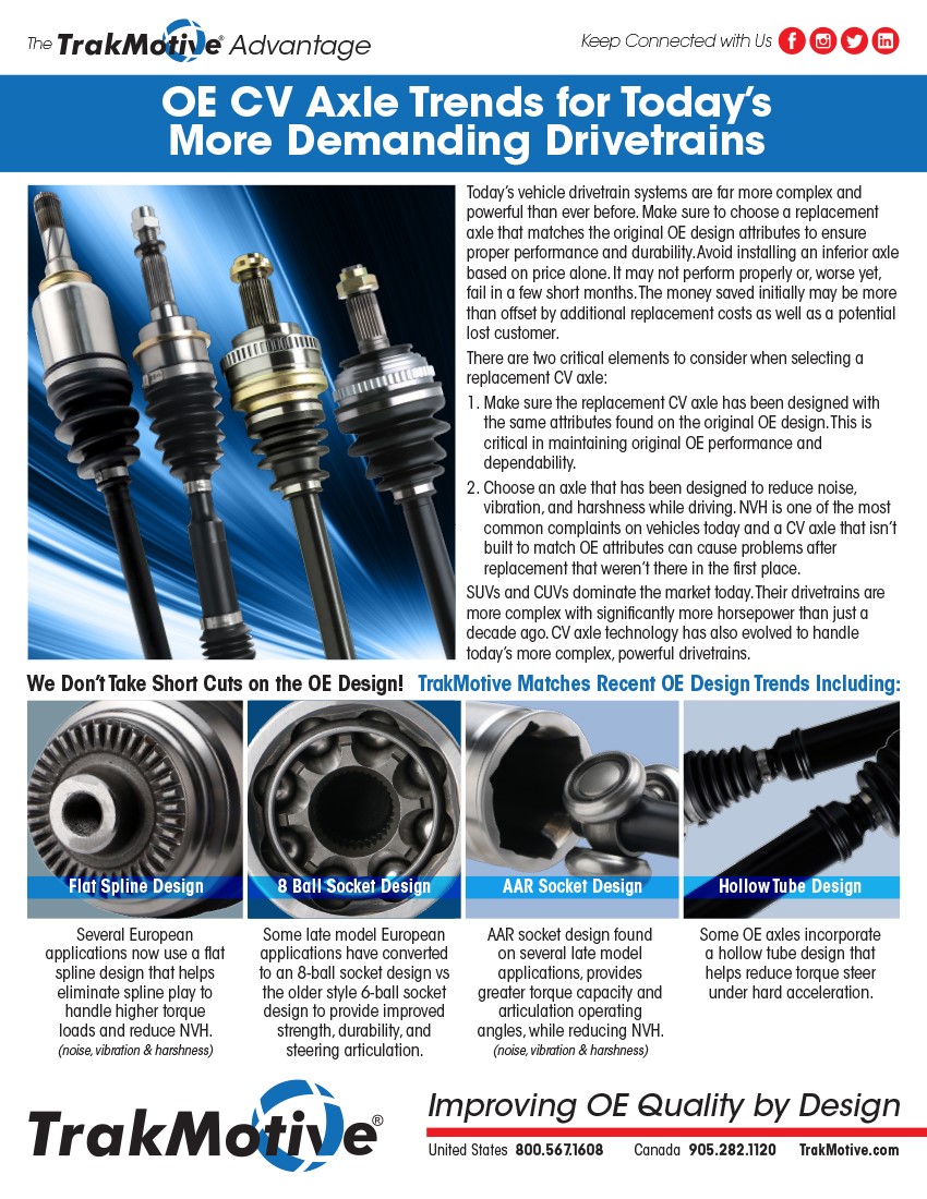 03/2022: TrakMotive OE CV Axle Trends for Today’s Demanding Vehicles