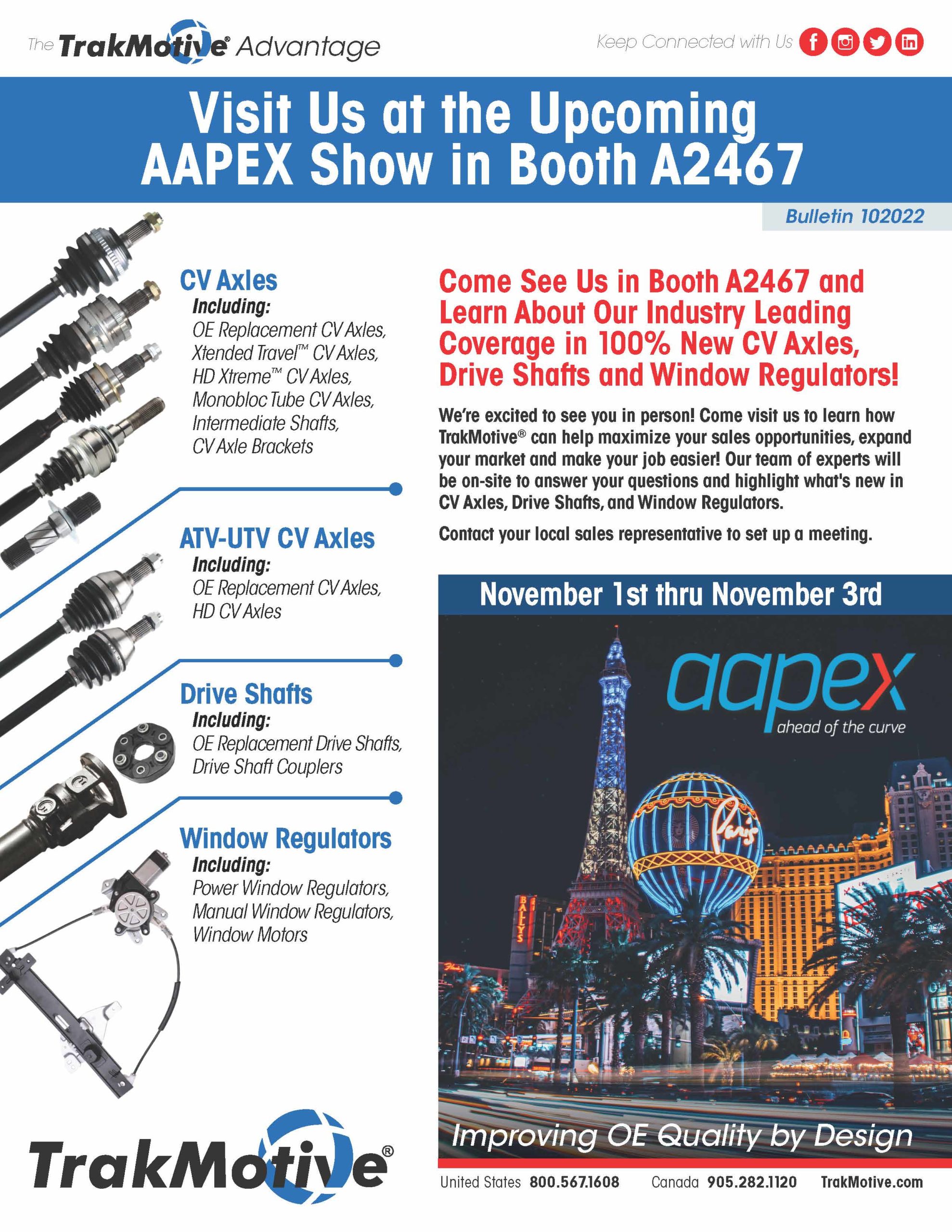 10/2022: Visit Us at AAPEX – Booth # A2467